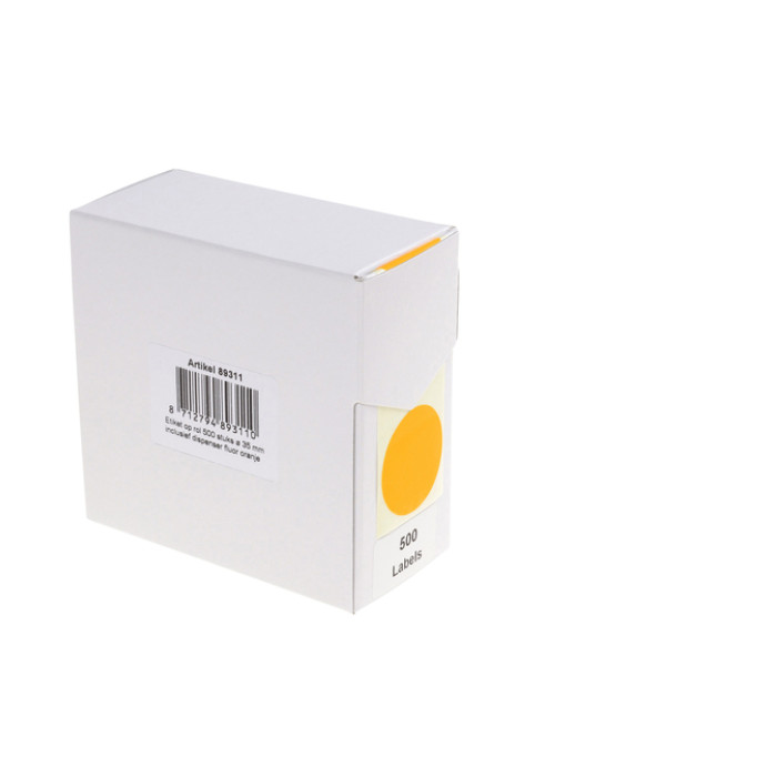 Etiket Rillprint 35mm 500st op rol fluor oranje