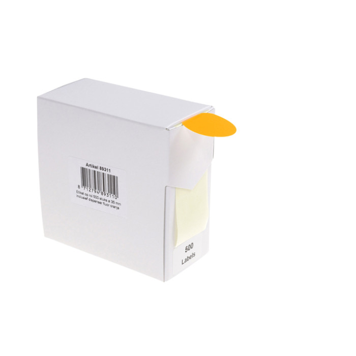 Etiket Rillprint 35mm 500st op rol fluor oranje