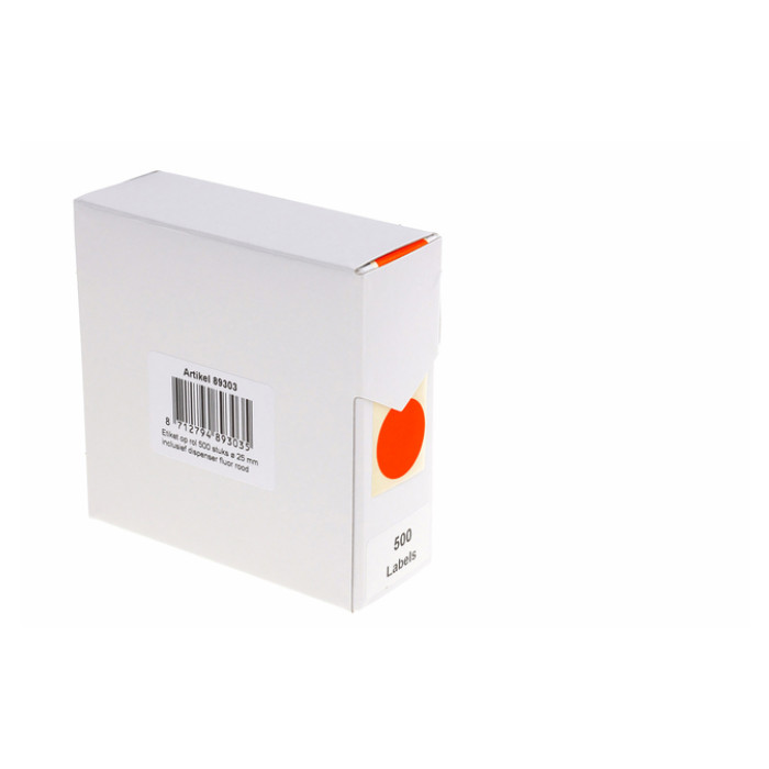 Etiket Rillprint 25mm 500st op rol fluor rood