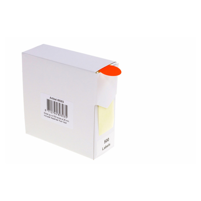 Etiket Rillprint 25mm 500st op rol fluor rood