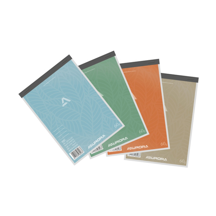 Schrijfblok Aurora A5 lijn 100 vel 60gr assorti