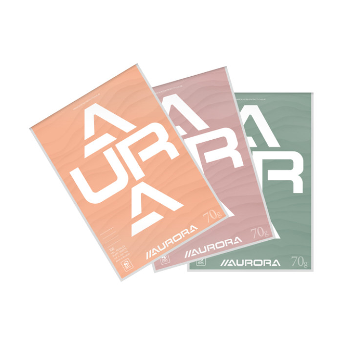 Schrijfblok Aurora A4 lijn 100 vel 70gr assorti