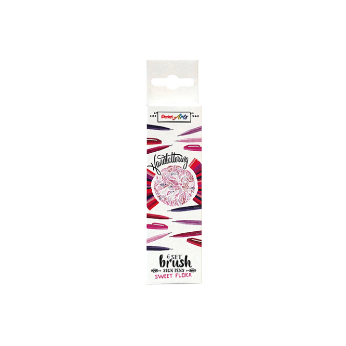 Brushpen Pentel Sign SES15C Sweet Flora assorti doos à 6 stuks