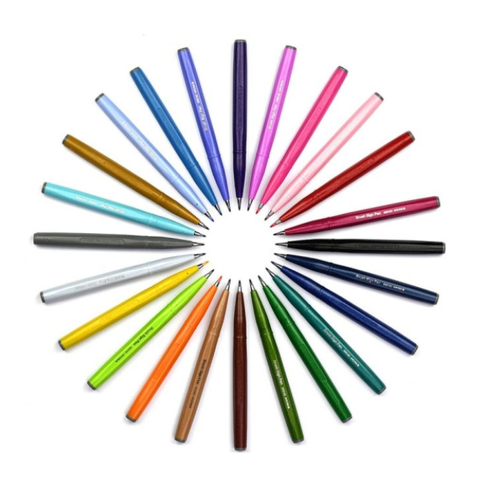 Brushpen Pentel Sign SES15C Rainbow assorti 24 stuks