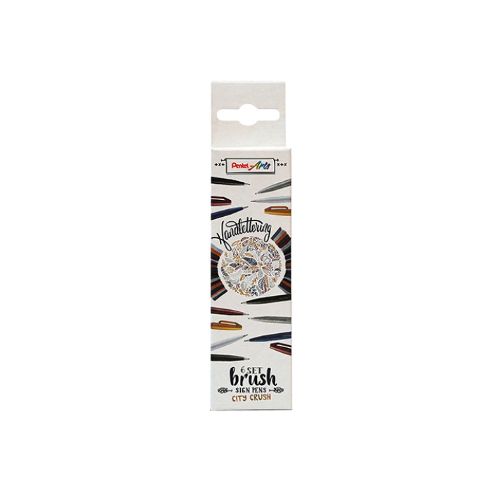 Brushpen Pentel Sign SES15C City Crush assorti doos à 6 stuks