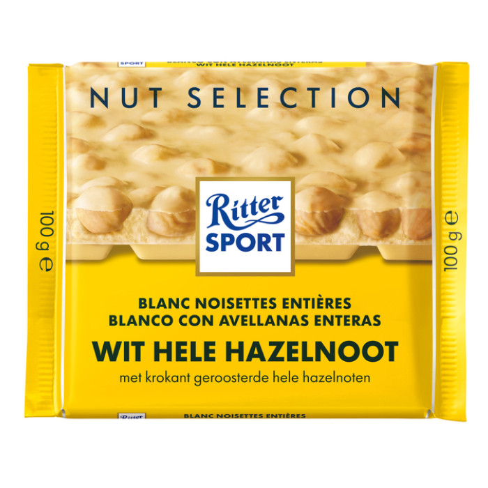 Chocolade Ritter Sport wit-hele hazelnoot 100gr