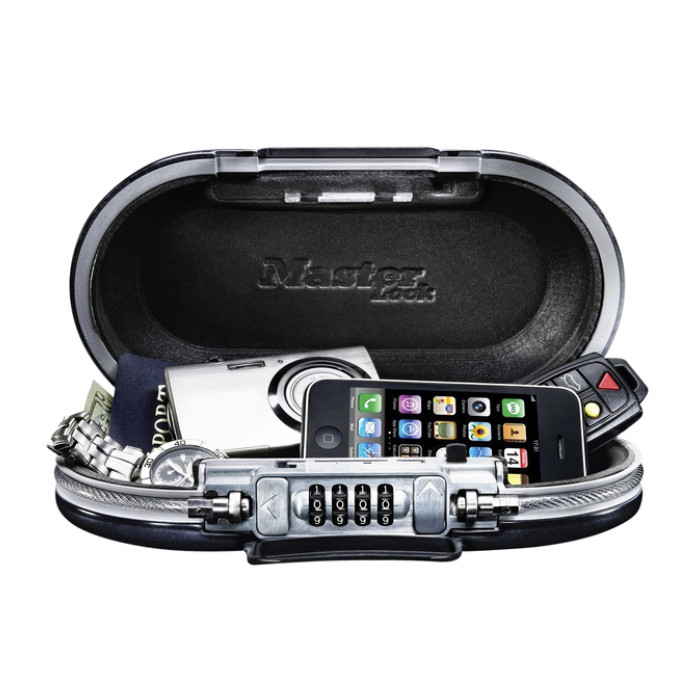 Draagbare kluis MasterLock Safe space met combinatieslot en kabel donkergrijs