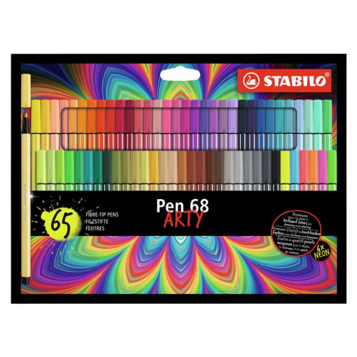 Viltstift STABILO Pen 68 Arty medium assorti set à 65 stuks
