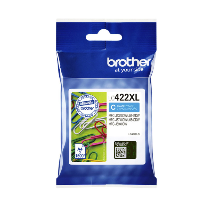 Inktcartridge Brother LC-422XLC blauw