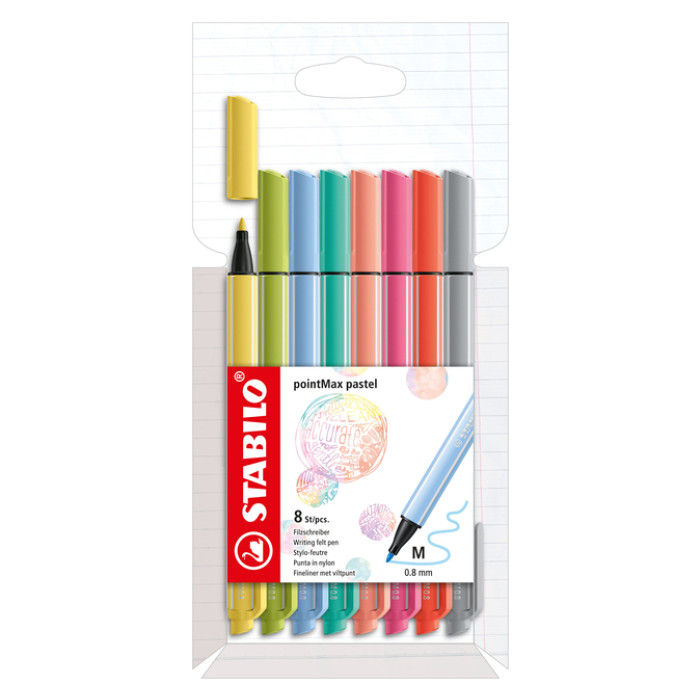 Viltstift STABILO pointMax 488/8 medium assorti pastel etui à 8 stuks