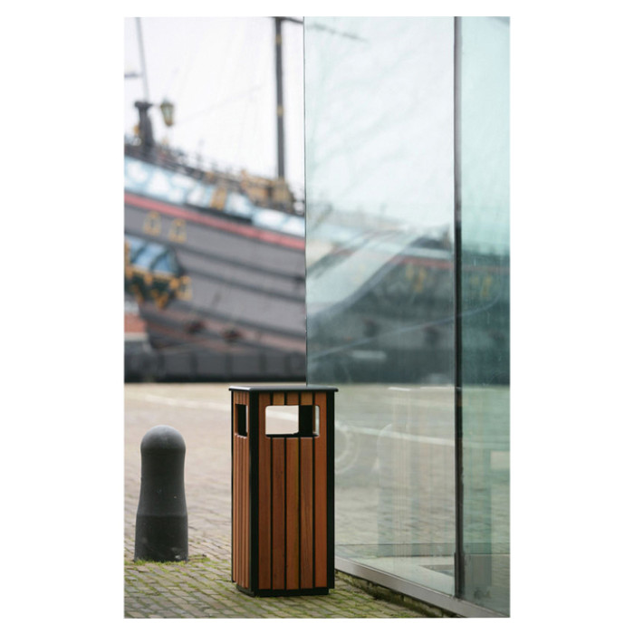 Afvalbak Vepa Bins voor buiten 36 liter zwart/houtlook