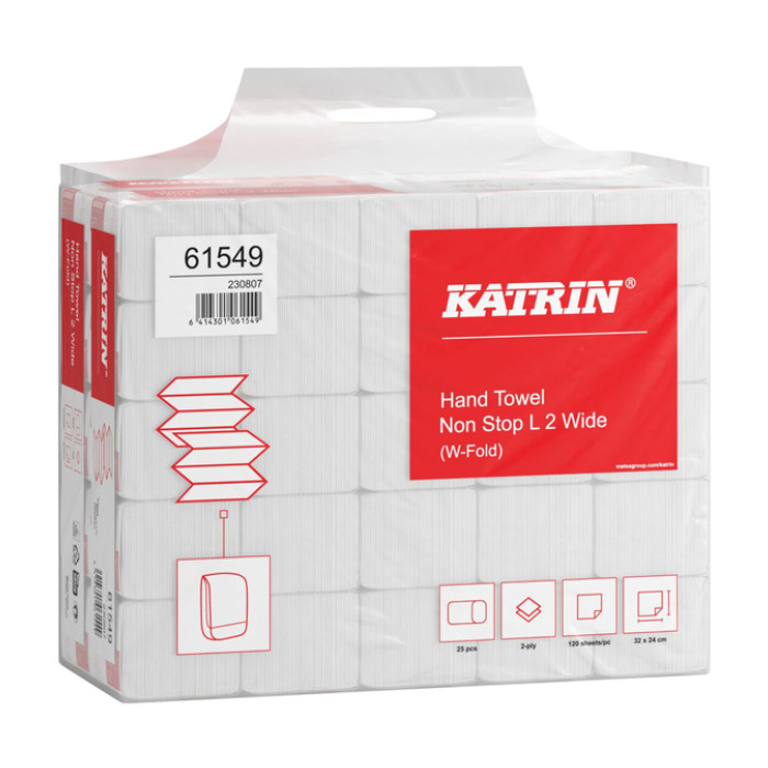 Handdoek Katrin w-vouw 2-laags 240x320mm 25x120 vel wit 61549