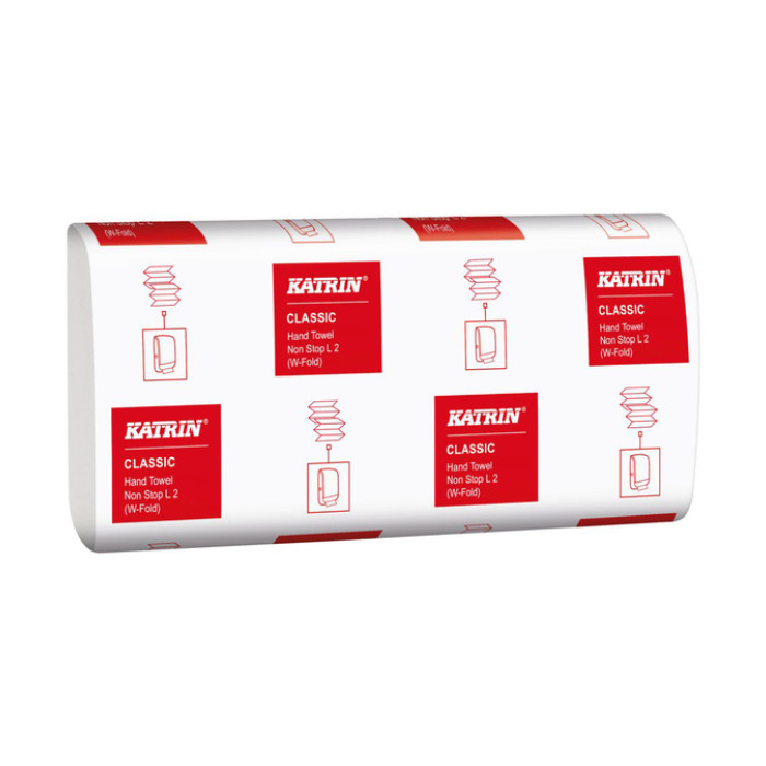 Handdoek Katrin w-vouw 2-laags 203x320mm 25x120 vel wit 61594
