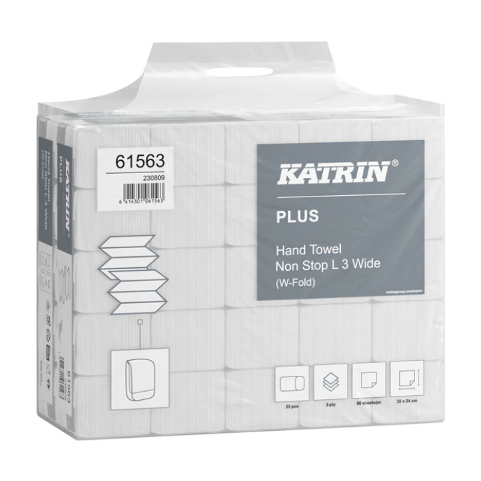 Handdoek Katrin Plus w-vouw 3-laags 240x320mm 25x90 vel wit 61563