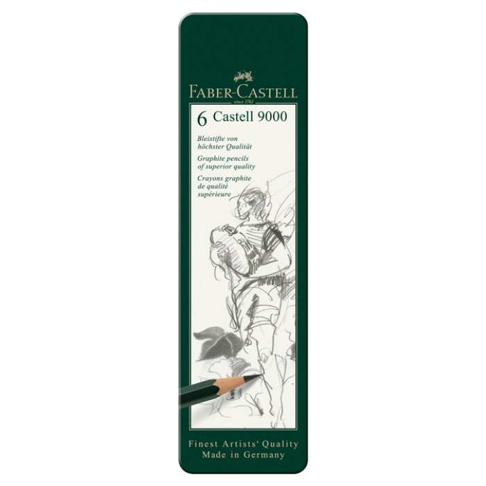 Potlood Faber-Castell 9000 6 hardheden in blik