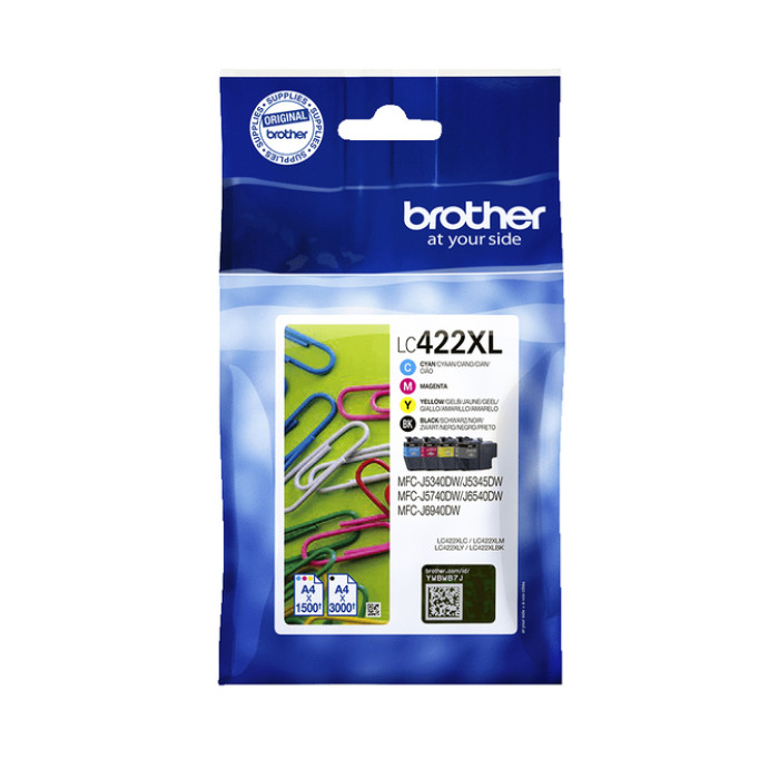 Inktcartridge Brother LC-422XLVAL zwart 3 kleuren