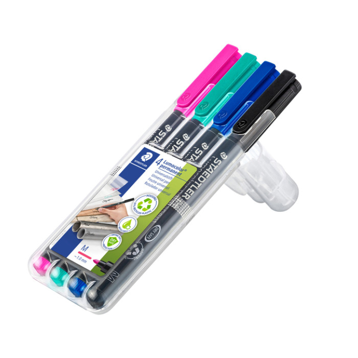 Viltstift Staedtler Lumocolor 317 permanent M set à 4 kleuren