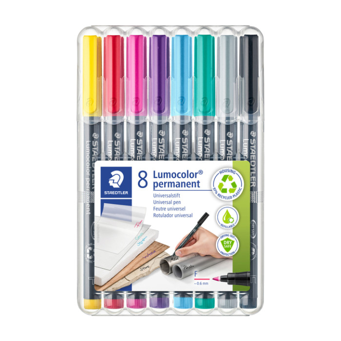 Viltstift Staedtler Lumocolor 318 permanent F set à 8 kleuren