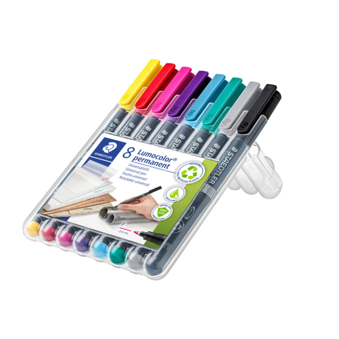 Viltstift Staedtler Lumocolor 318 permanent F set à 8 kleuren