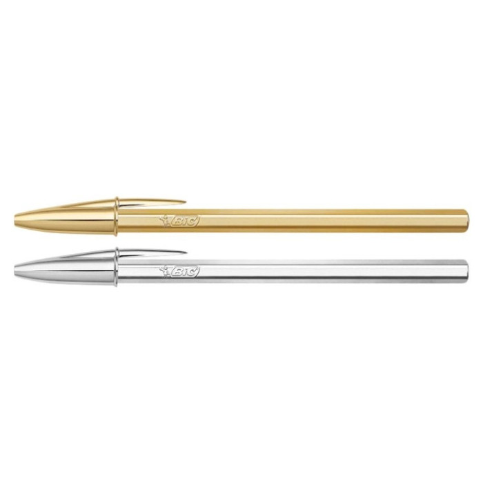 Balpen BIC Cristal medium goud en zilver