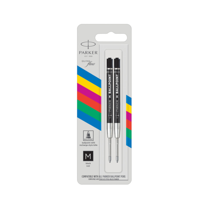 Balpenvulling Parker Economic medium zwart blister à 2 stuks