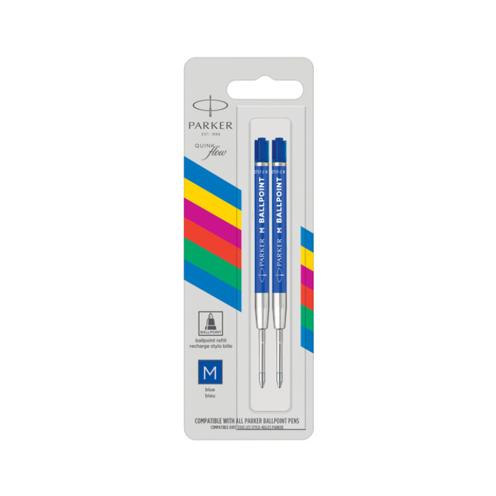 Balpenvulling Parker Economic medium blauw blister à 2 stuks