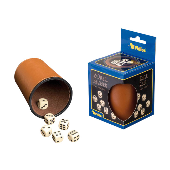 Dobbelbeker Tuckers Fun Factory kunstleer incl 6 dobbelstenen