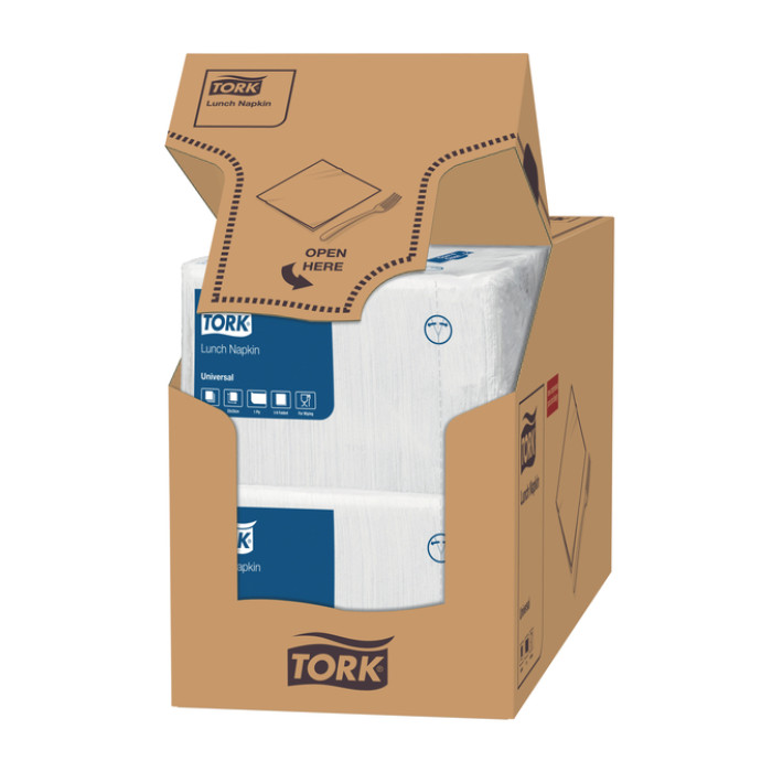 Lunchservet Tork Universal 1/4 vouw 1-laags 325x325mm 500 vel wit 509300