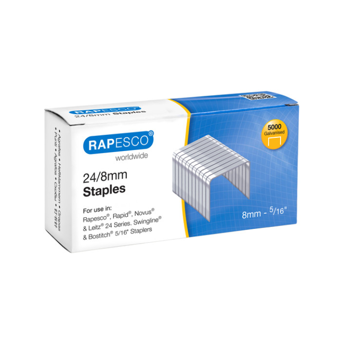 Nieten Rapesco 24 8mm 5000 stuks zilver