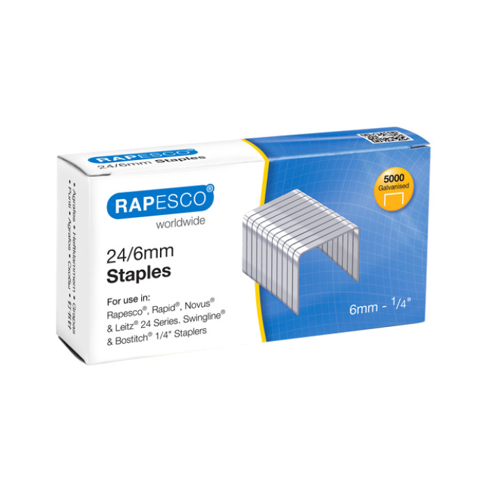 Nieten Rapesco 24 6mm 5000 stuks zilver
