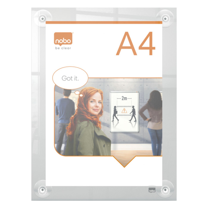 Infobord Nobo Premium Plus A4 acryl wand verplaatsbaar
