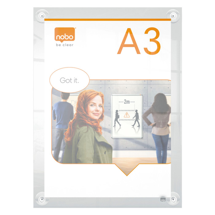 Infobord Nobo Premium Plus A3 acryl wand verplaatsbaar