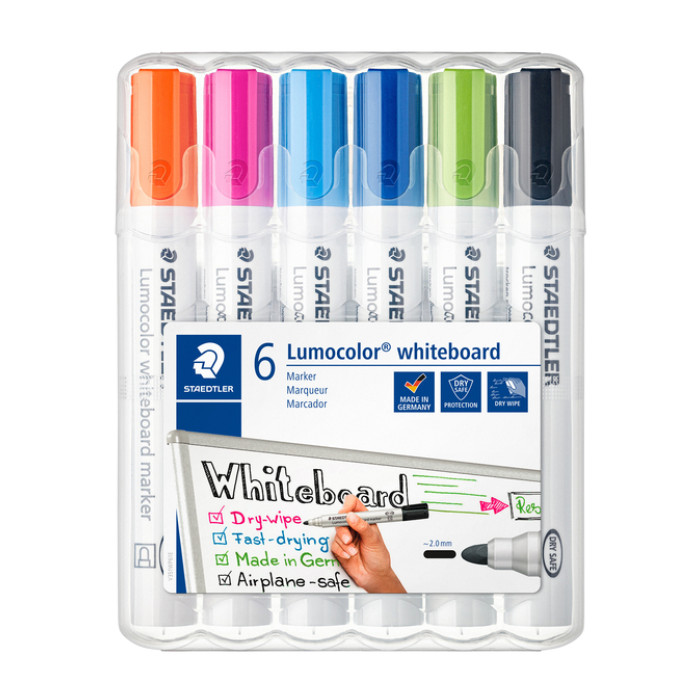 Whiteboardmarker Staedtler Lumocolor 351 set à 6 stuks fun assorti