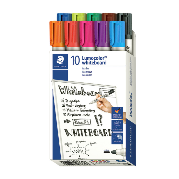 Whiteboardmarker Staedtler Lumocolor 351 set à 10 stuks assorti