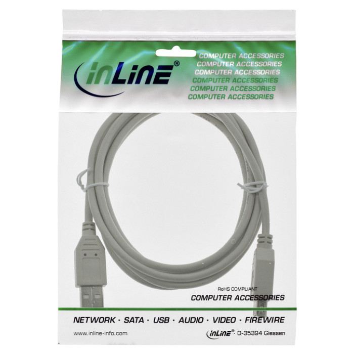 Kabel Inline verlengkabel USB-A 2.0 M-V 3 meter grijs