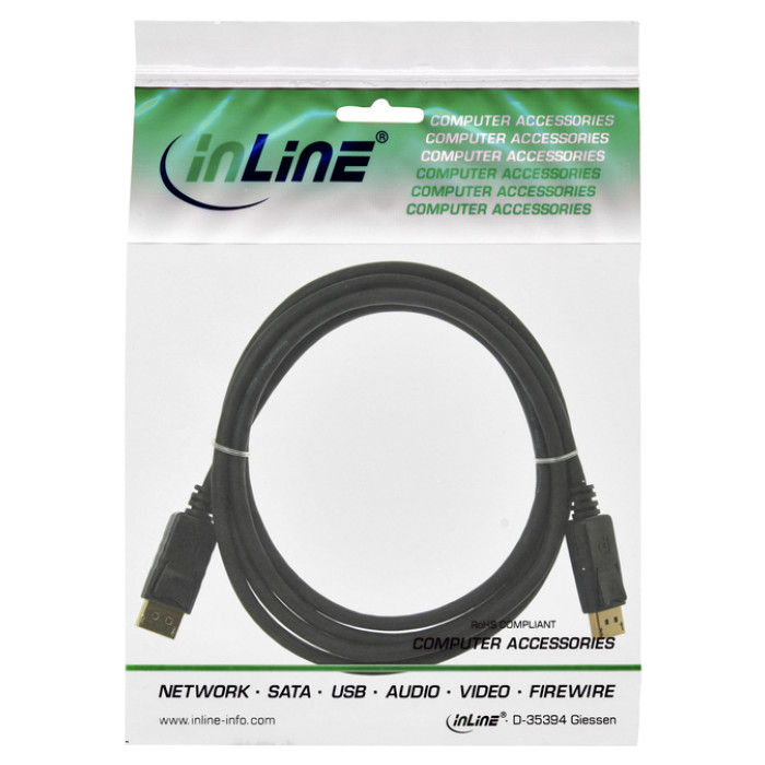 Kabel inLine displayport 4K60HZ M-M 3 meter zwart