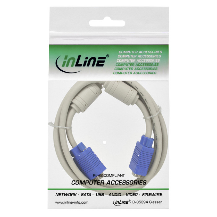 Kabel Inline S VGA 15HD M-M 2 meter beige en blauw
