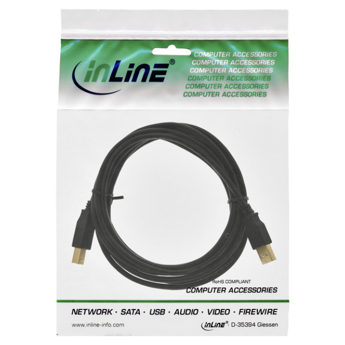 Kabel InLine USB-A USB-B 2.0 M 3 meter zwart