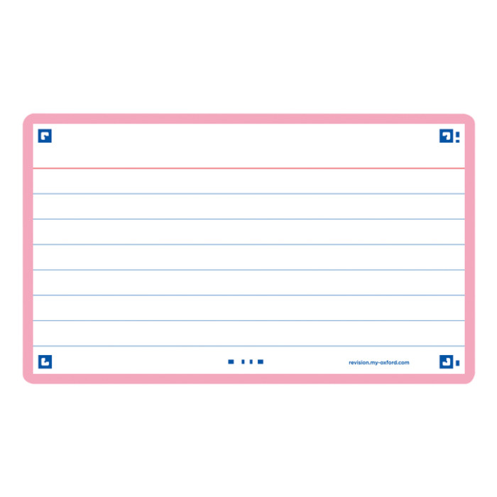 Flashcard Oxford 2.0 75x125mm 80 vel 250gr lijn roze