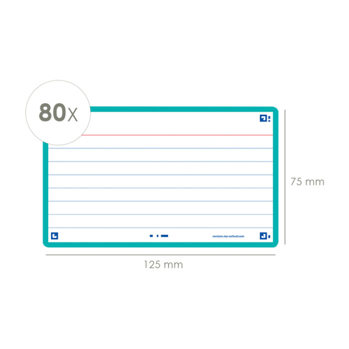 Flashcard Oxford 2.0 75x125mm 80 vel 250gr lijn mint