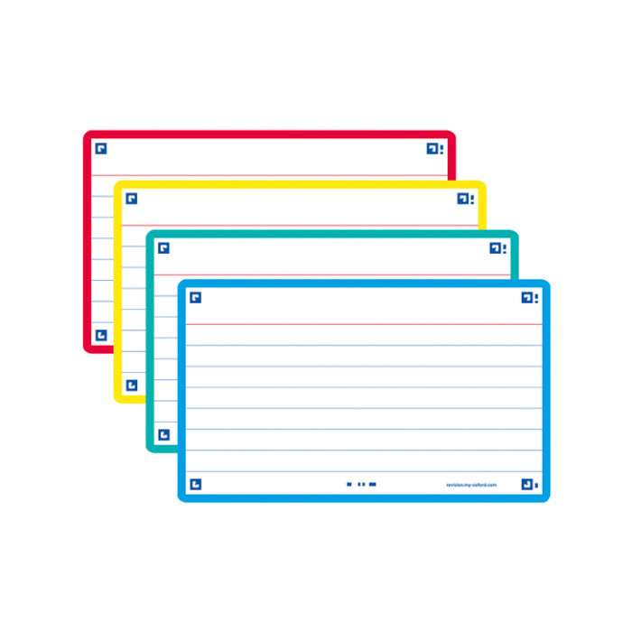 Flashcard Oxford 2.0 75x125mm 80 vel 250gr lijn assorti