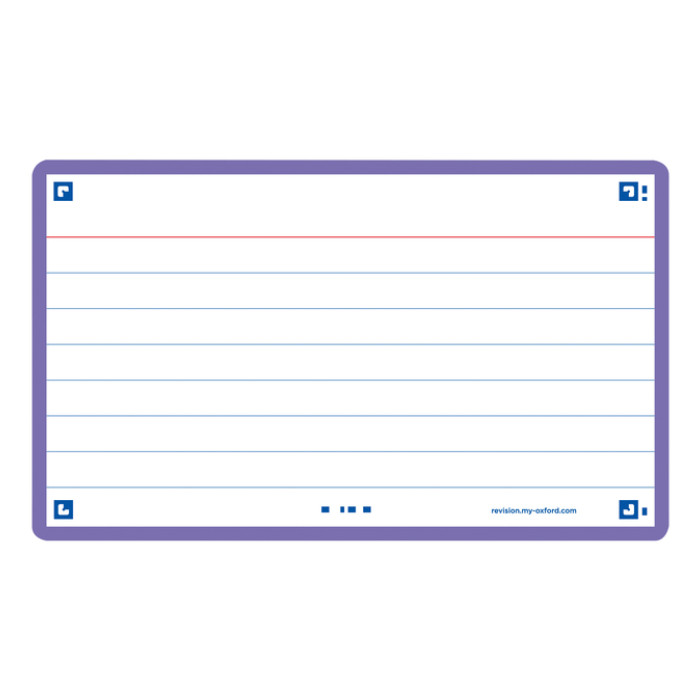 Flashcard Oxford 2.0 75x125mm 80 vel 250gr lijn paars