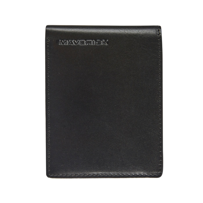Portemonee Maverick All Black compact met kleingeldvak RFID leer zwart