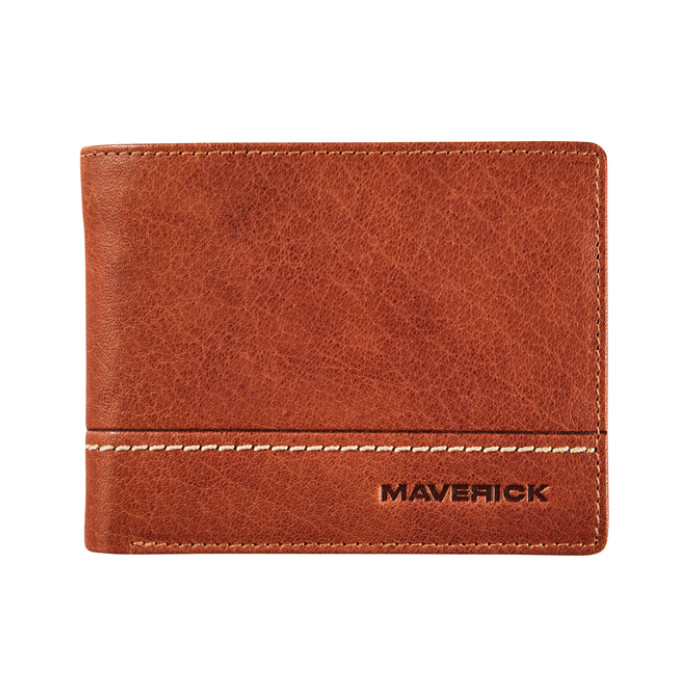 Portemonee Maverick Rough Gear met kleingeldvak RFID leer cognac