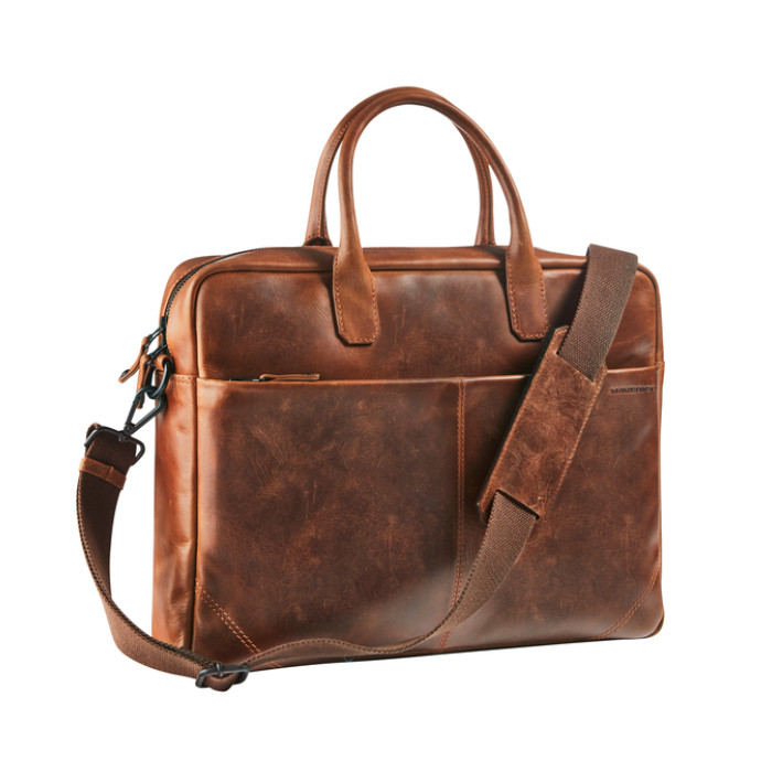 Businesstas Maverick The Original met laptopvak 15,6 inch leer bruin
