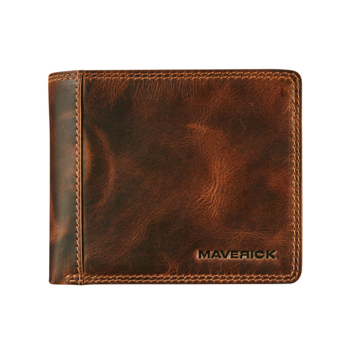 Portemonee Maverick The Original met kleingeldvak RFID leer bruin