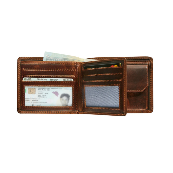 Portemonee Maverick The Original met kleingeldvak RFID leer bruin