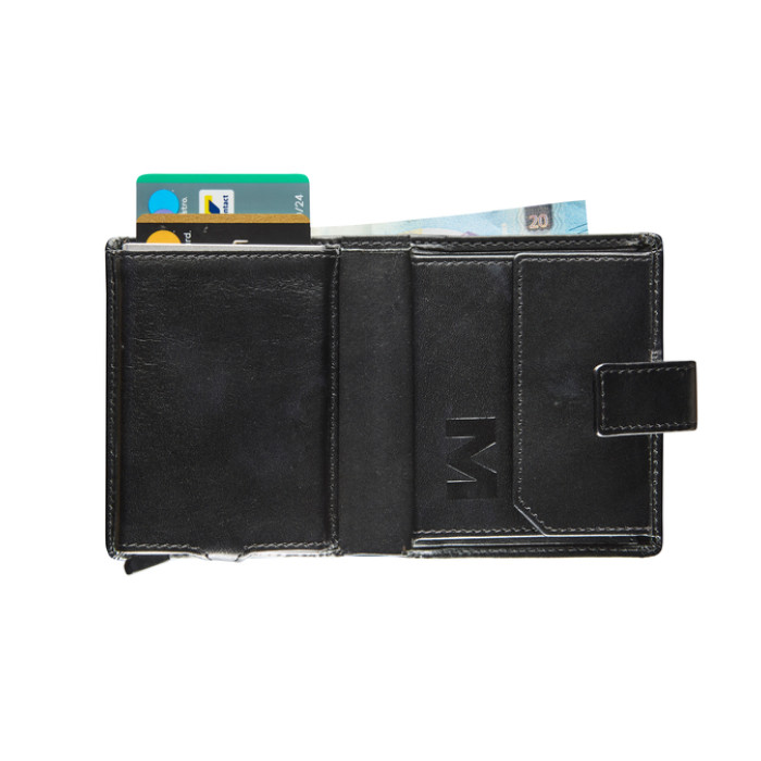 Kaarthouder Maverick All Black compact RFID leer zwart