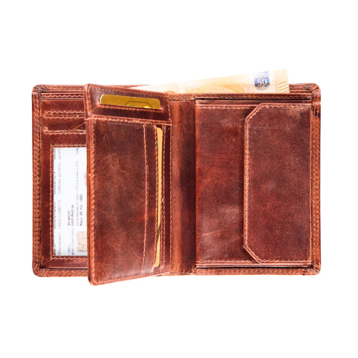 Portefeuille Maverick The Original met kleingeldvak RFID leer bruin