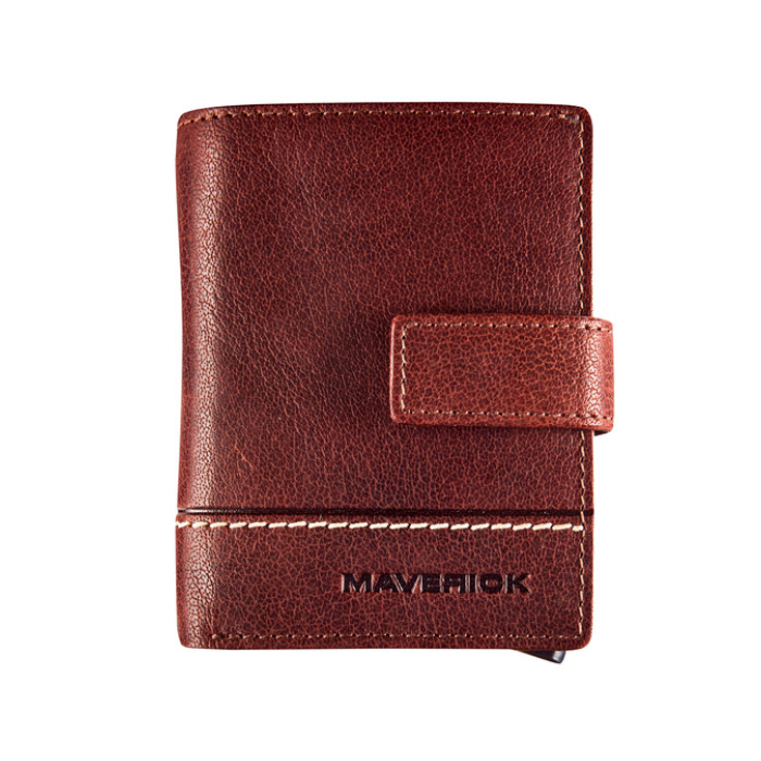 Kaarthouder Maverick Rough Gear super compact RFID leer bruin
